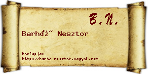 Barhó Nesztor névjegykártya